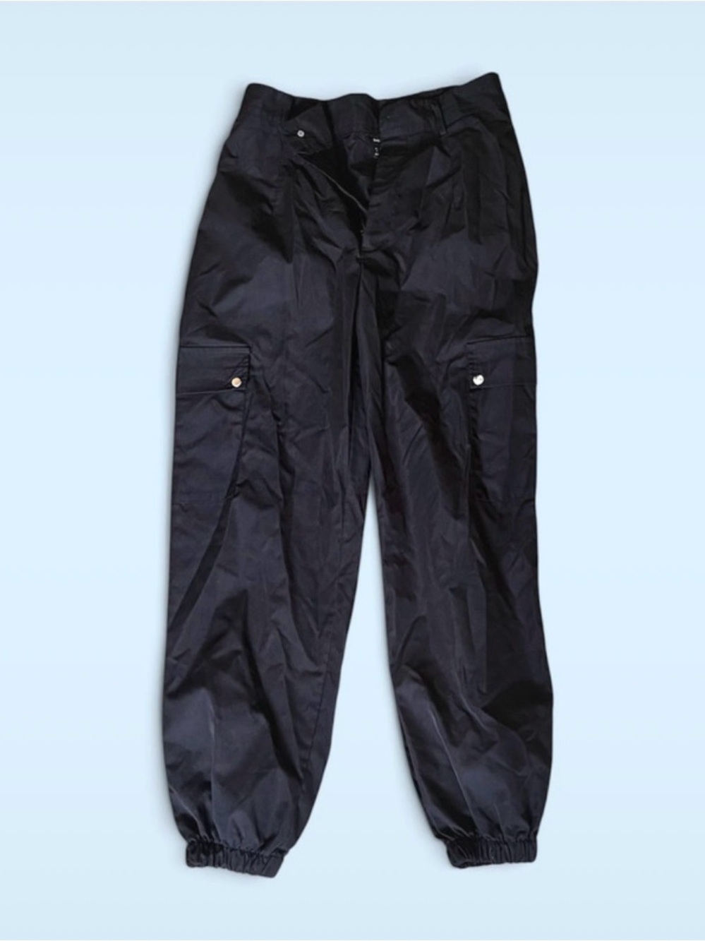 Brand New Women’s Black Baggy Nylon Cargo Pants Without Tags
